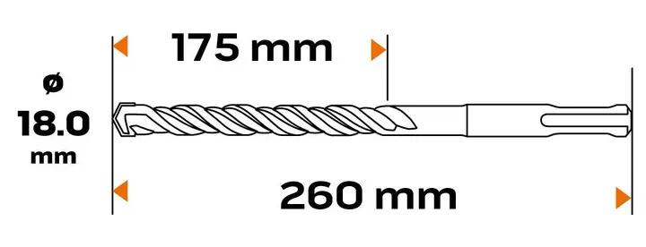 SDS Plus beton matkap ucu, 18 x 260 mm, S4, quatro