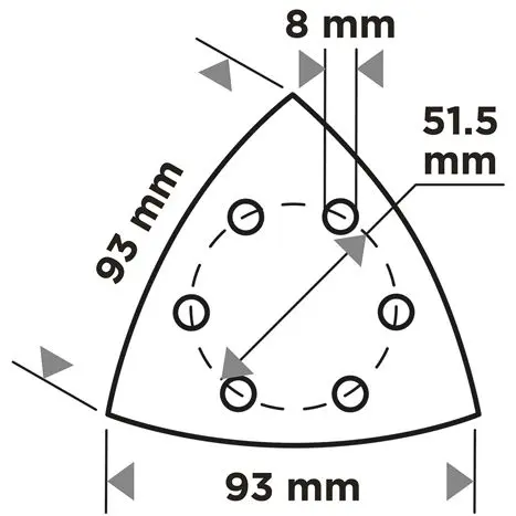 Zımpara kağıdı, cırt bantlı, iron 93 x 93 mm, P150, 5 adet, 6 delikli